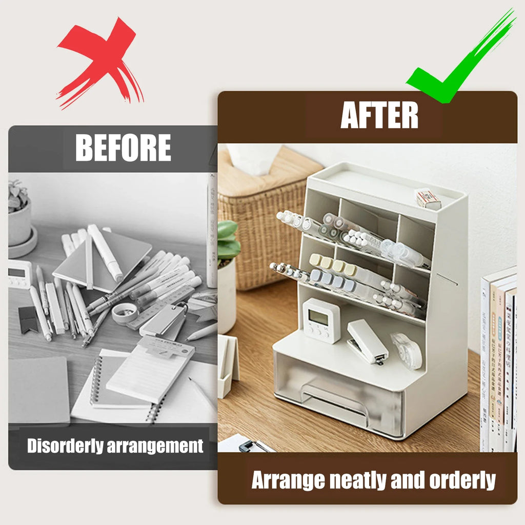 Wooden Desk Pen Organizer