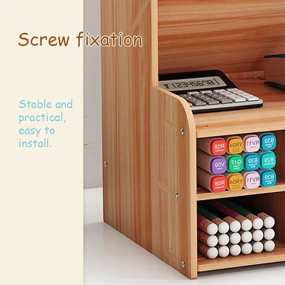 Wooden Desk Pen Organizer