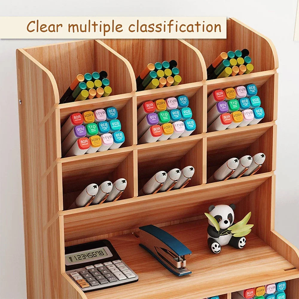 Wooden Desk Pen Organizer