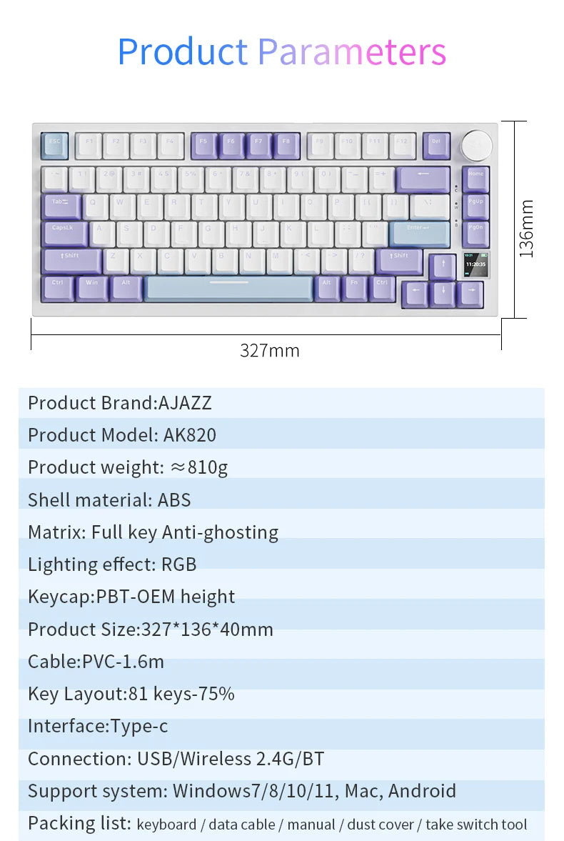 AJAZZ AK820 Wireless & Wired Mechanical Gaming Keyboard
